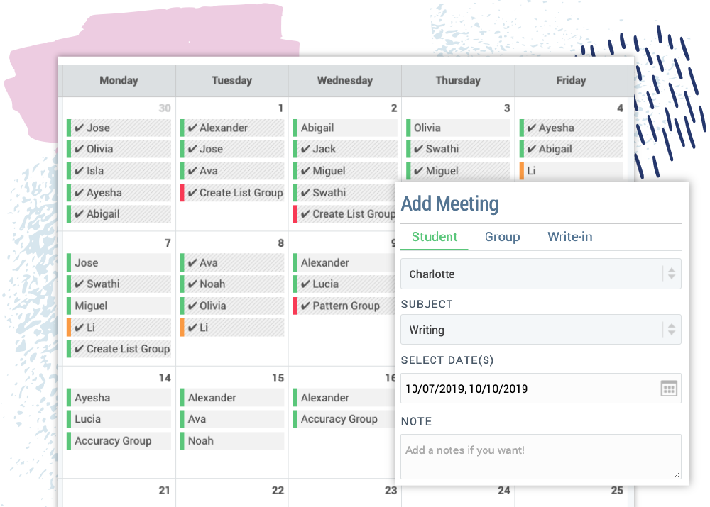 set confer appointments with students and groups