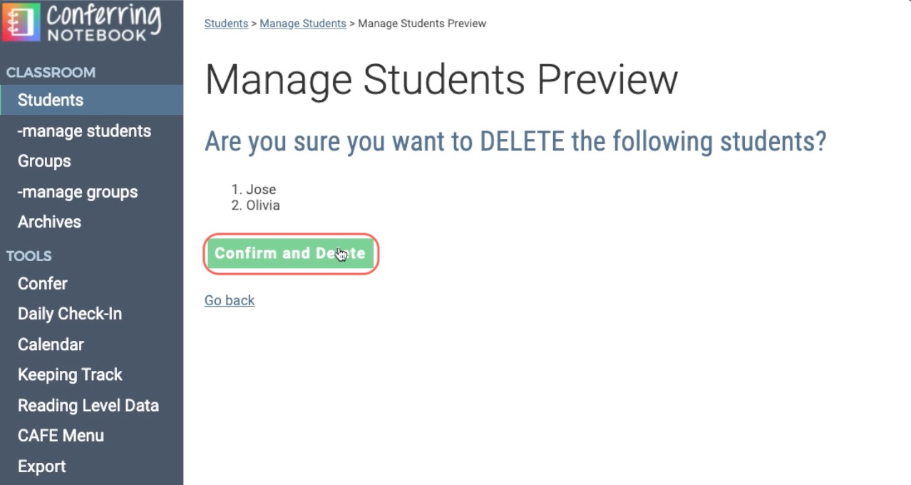 deleteStudents 3